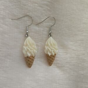 Cream and Tan Ice Cream Cone Earrings